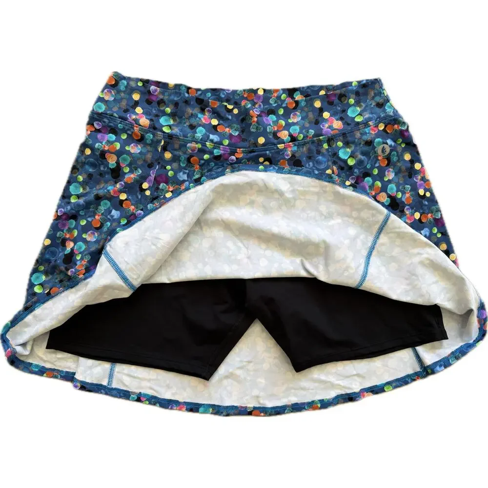 Donajo‎ Pleated Colorful Print Skort XL Long Skirt Tennis Pickleball Womens Blue